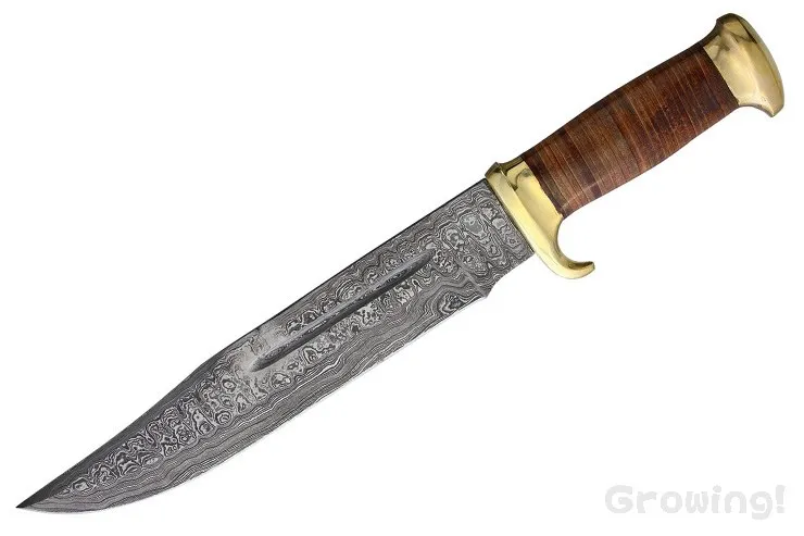 Marbles Damascus Bowie Stacked Leather